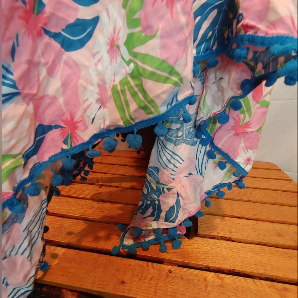 Goa Beachwear By Japan Multicolor Floral Cover Up With Spaghetti Straps Size L - Picture 6 of 12